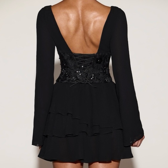 NWT Oh Polly “Reinara” Black Embellished Corset Mini Dress - Picture 4 of 12